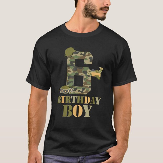 6th Birthday Military Themed Camo Boys 6 Years Old T-Shirt (Vorderseite)
