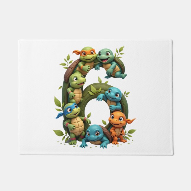 6th Birthday Sea Turtle Tortoise Theme Party 6 Yea Fußmatte (Vorderseite)