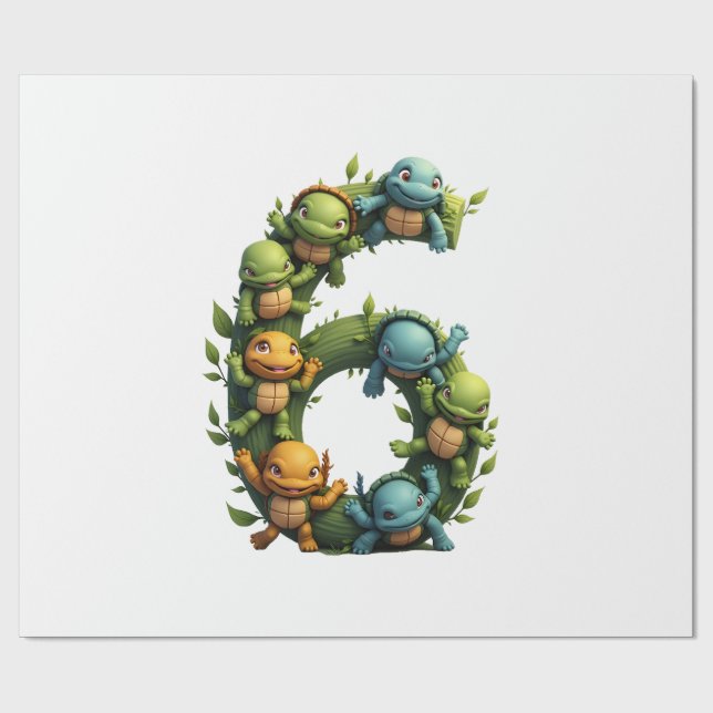 6th Birthday Sea Turtle Tortoise Theme Party 6 Yea Geschenkpapier (Flach)