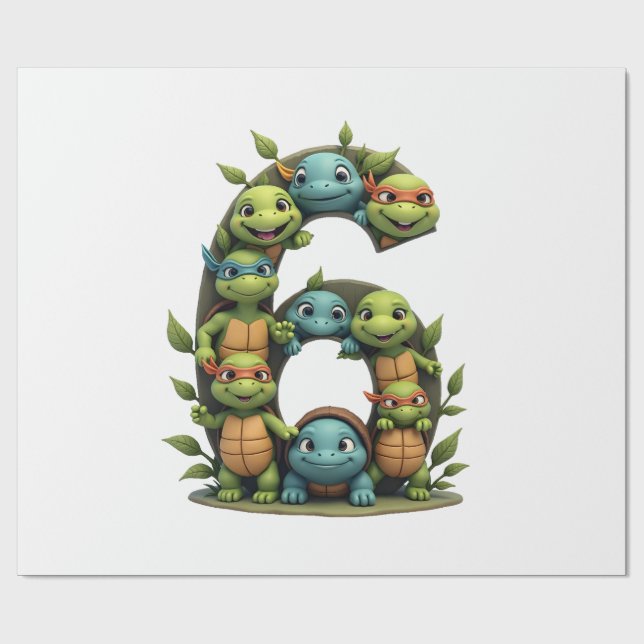 6th Birthday Sea Turtle Tortoise Theme Party 6 Yea Geschenkpapier (Flach)