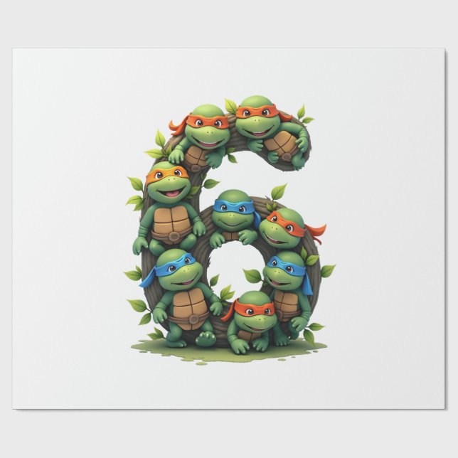 6th Birthday Sea Turtle Tortoise Theme Party 6 Yea Geschenkpapier (Flach)