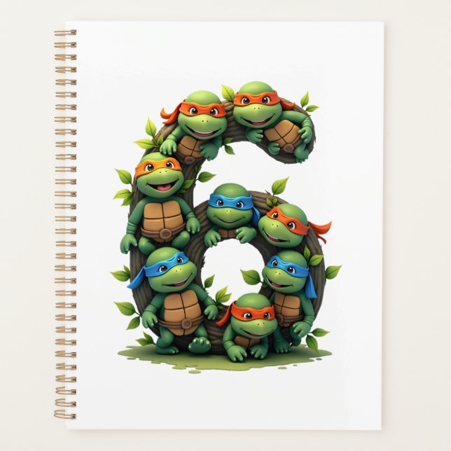 6th Birthday Sea Turtle Tortoise Theme Party 6 Yea Planer (Vorderseite)