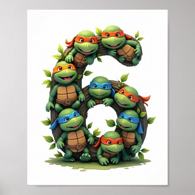 6th Birthday Sea Turtle Tortoise Theme Party 6 Yea Poster (Vorne)