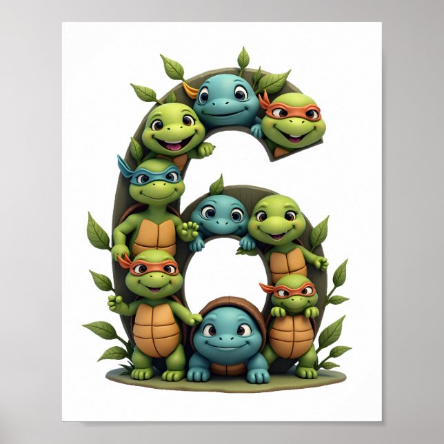 6th Birthday Sea Turtle Tortoise Theme Party 6 Yea Poster (Vorne)