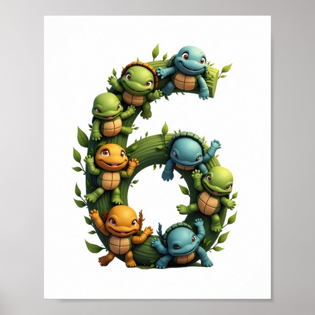 6th Birthday Sea Turtle Tortoise Theme Party 6 Yea Poster (Vorne)