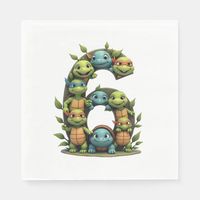 6th Birthday Sea Turtle Tortoise Theme Party 6 Yea Serviette (Vorderseite)