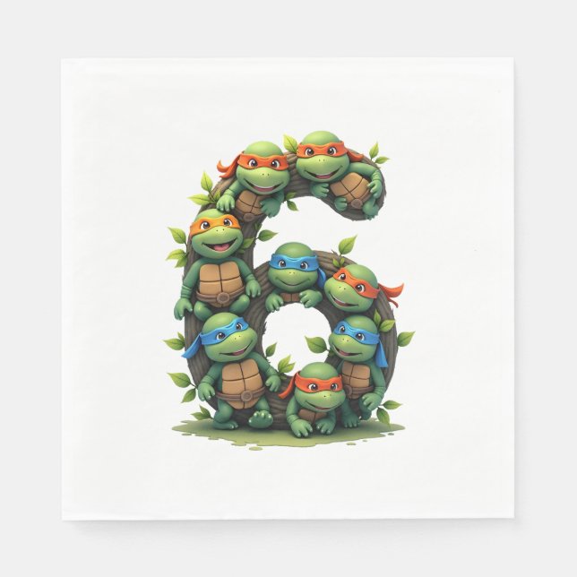 6th Birthday Sea Turtle Tortoise Theme Party 6 Yea Serviette (Vorderseite)