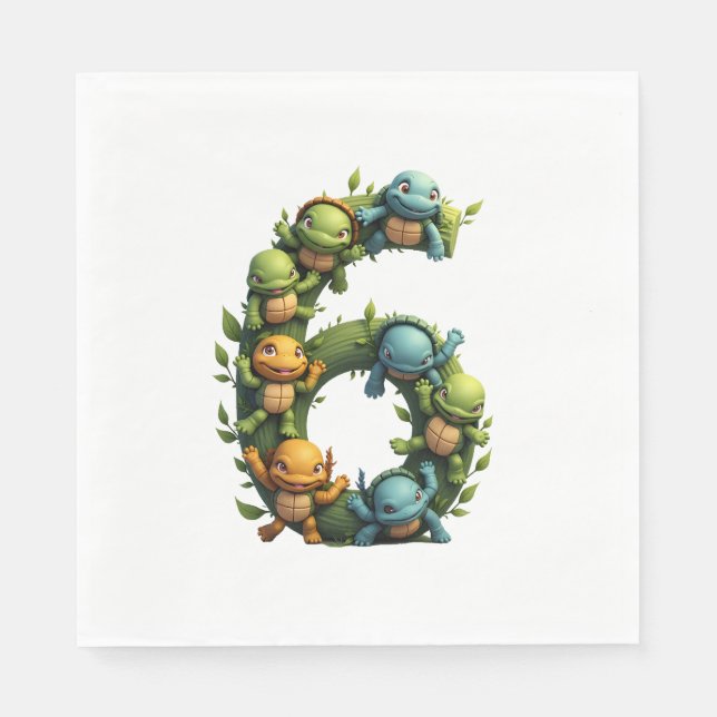 6th Birthday Sea Turtle Tortoise Theme Party 6 Yea Serviette (Vorderseite)