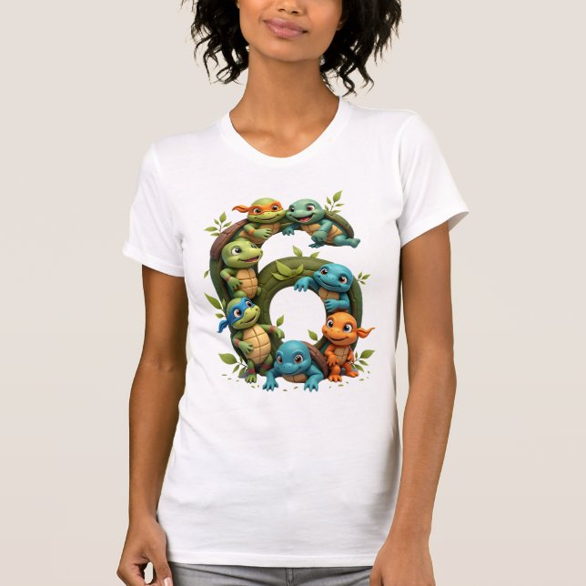 6th Birthday Sea Turtle Tortoise Theme Party 6 Yea T-Shirt (Vorderseite)