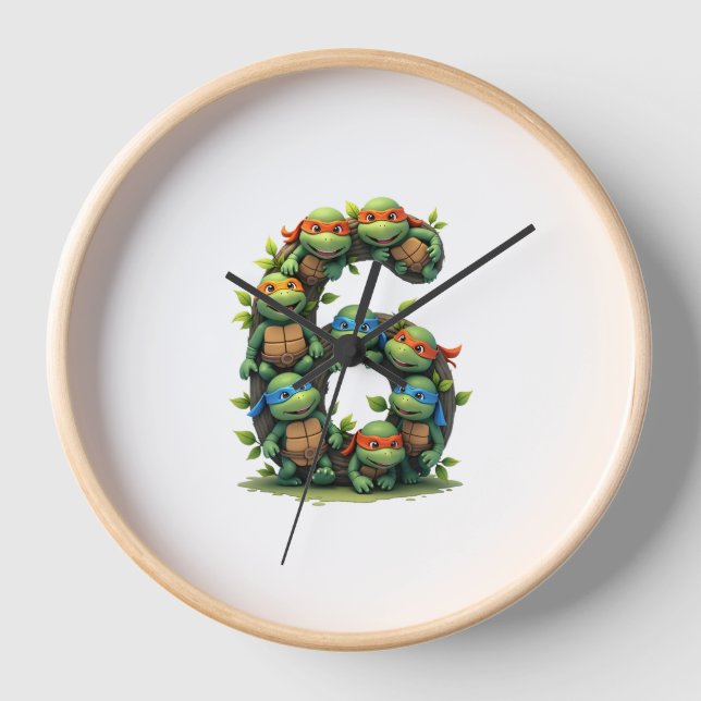 6th Birthday Sea Turtle Tortoise Theme Party 6 Yea Uhr (Vorderseite)