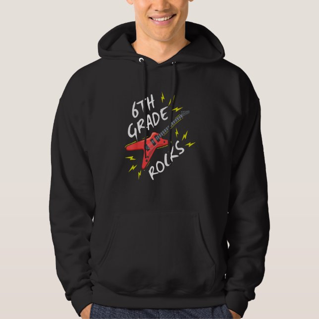 6th Grade Rock Guitar Music Back To School Hoodie (Vorderseite)
