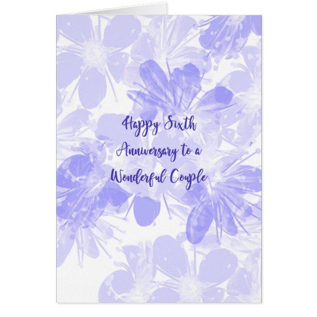 6th Wedding Anniversary Card Blauen Blumen (Vorne)