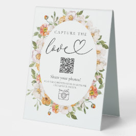 6x8 Foto signiert Blumenhochzeit QR-Code Tischaufsteller