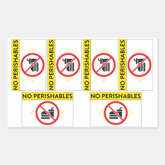 6x autocollants "No Perishables" (Devant)