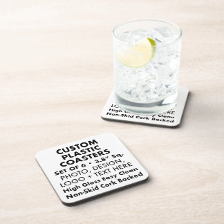 6x Dessous de verre en plastique personnalisés, re