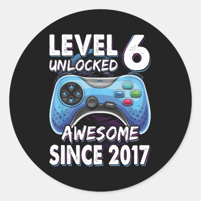 6Yr Bday Son Gamer 6th 6 Runder Aufkleber (Vorderseite)