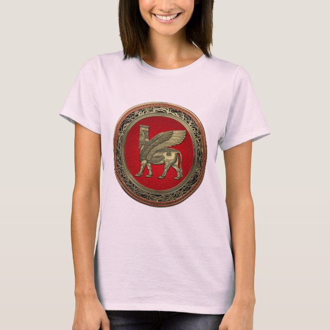 [700] Assyrian Winged Bull - Gold Lamassu T-Shirt (Vorderseite)