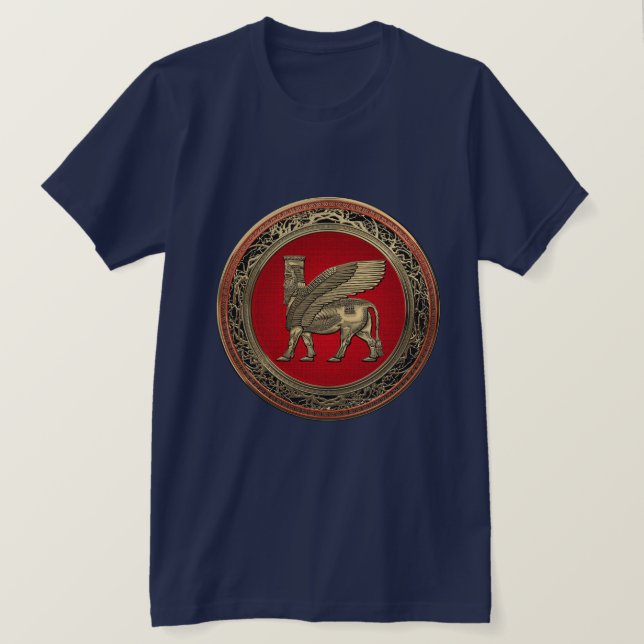 [700] Assyrian Winged Stier - Gold Lamassu T-Shirt (Design vorne)