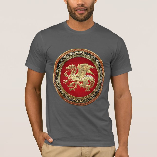 [700] Isländischer Drache, Landvættir [Gold] T-Shirt (Vorderseite)