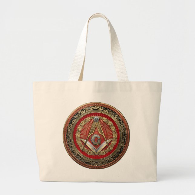 [700] Master Mason - Gold Square & Compasses Jumbo Stoffbeutel (Vorne)