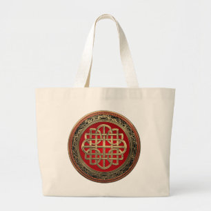 [700] Sacred Celtic Gold Knot Cross Jumbo Stoffbeutel