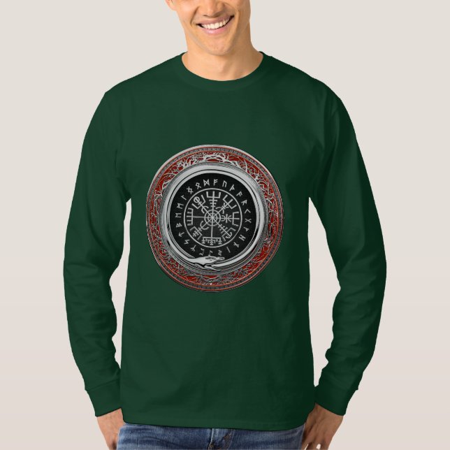 [700] Vegvisir - Viking Silver Magic Runic Compass T-Shirt (Vorderseite)