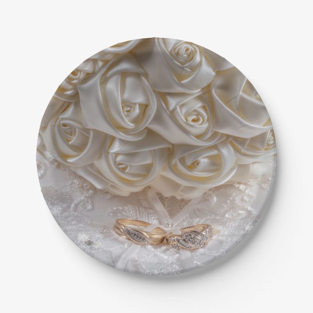 7060-Bridal Bouquet mit Hochzeitsrennen Pappteller (Vorderseite)