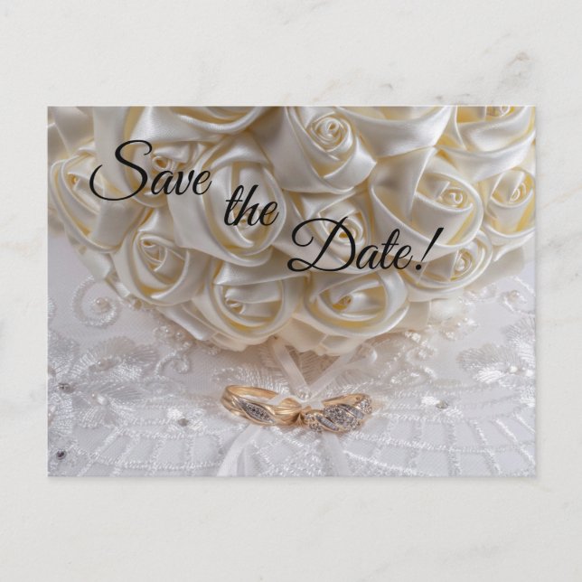 7060-Wedding Bouquet & Rings Postkarte (Vorderseite)