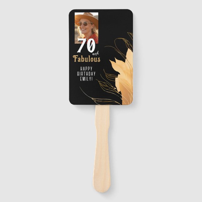 70 and Fabulous Gold Foliage 70th Birthday Photo Fächer (Vorderseite)