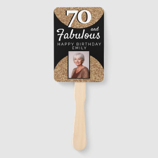70 and Fabulous Gold Glitter 2 Photo 70th Birthday Fächer