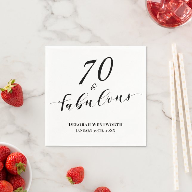 70 and Fabulous Seventy Birthday Elegant Script Serviette (Beispiel)