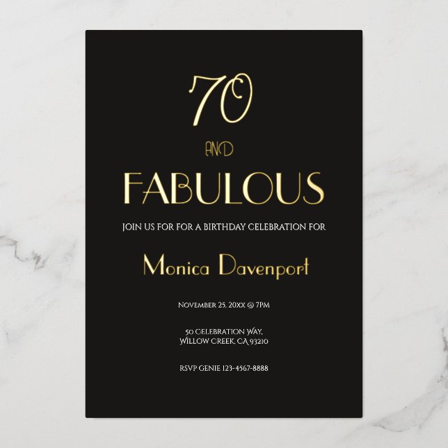 70 and Fabulous Seventy Birthday  Folieneinladung (Vorderseite)