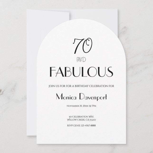 70 and Fabulous Seventy Birthday Invitation Einladung (Vorderseite)