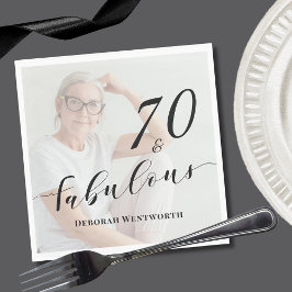70 and Fabulous Seventy Birthday Script Photo Serviette