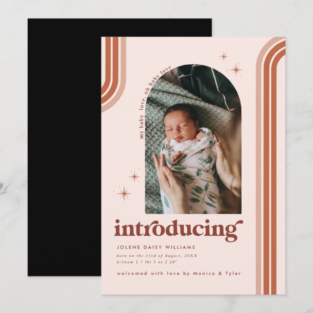 70 ans rétro | Faire-part de naissance photo Arch (Devant / Derrière)