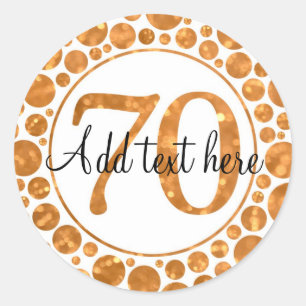 70 en or - soixante-dixième autocollants de fête