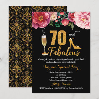 70 et fabuleuse invitation d'anniversaire pour les