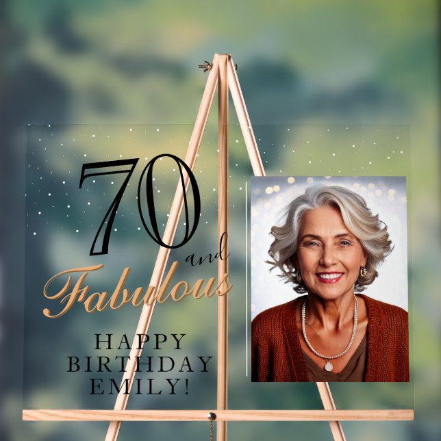 70 et fabuleux Elegant Black 70th Birthday Photo (Neutre)