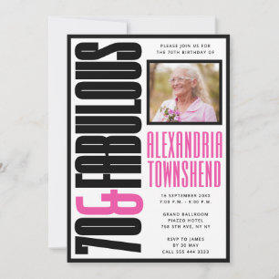 70 & Fabulous Fette, Schicke Typografie 70. Geburt Einladung