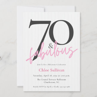 70 & Fabulous Pink Script 70th Birthday Party Einladung