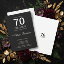 70 & Fabulous Schwarze Elegante Einladung