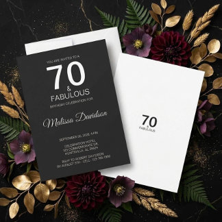 70 & Fabulous Schwarze Elegante Einladung