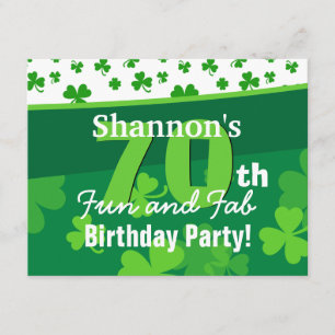 70. Fantastische Geburtstags-Grün-Kleeblätter Einladung
