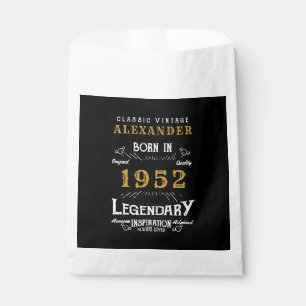 70. Geburtstag 1952 Black Gold Add Name Retro Geschenktütchen