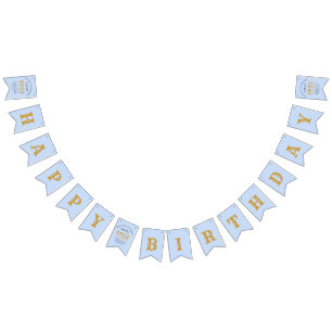 70. Geburtstag 1952 Blue Gold Name Chic Elegant Wimpelkette