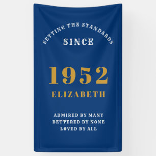 70. Geburtstag 1952 Elegant Chic Gold Blue Banner