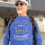 70. Geburtstag 1953 Name Blue Gold Legendary hinzu T-Shirt<br><div class="desc">Feiern Sie mit diesem personalisierten blauen und goldenen legendären T - Shirt einen besonderen Geburtstag! Dieses Design würdigt das Jahr, in dem sie 1953 geboren waren, und ist perfekt für ein Meilenstein-Geburtstagsfest. Das weiche und atmungsaktive Baumwollgewebe behalte sie bei jedem Anlass bequem. Machen Sie es einzigartig mit ihrem Namen und...</div>
