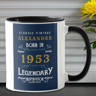 70. Geburtstag 1953 Namen hinzufügen Vintage Blau  Tasse
