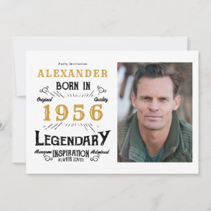 70. Geburtstag 1956 Legende Weiß & Gold Foto Einladung