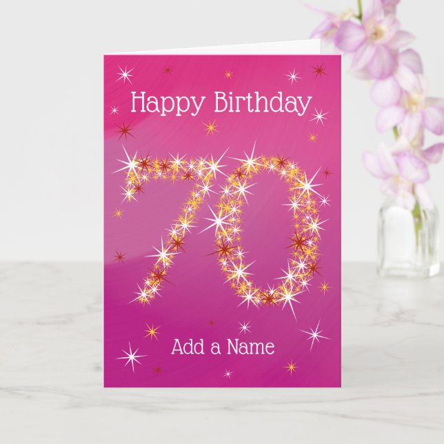 70. Geburtstag - 70. Stars - Rosa - Alter Karte (Orchidee)